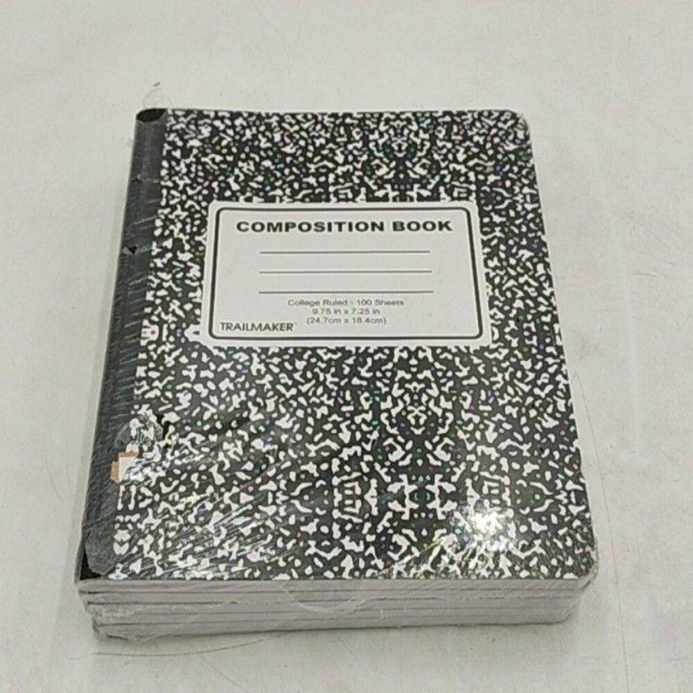 Trailmaker Composition Notebooks Kids College Ruled Black Marble Abstract Pack